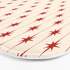 Midcentury Stars and Dots Red and Cream Pattern Bath Mat Gallery Image 3