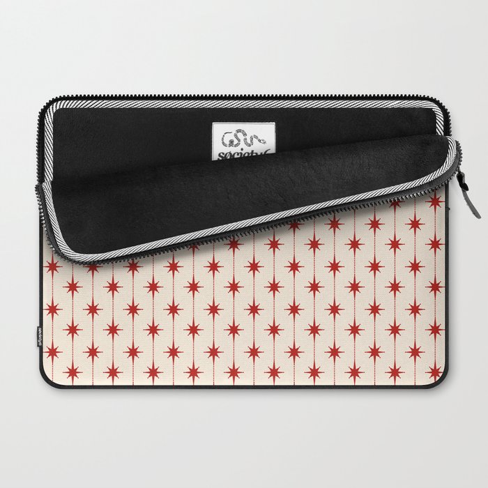 Midcentury Stars and Dots Red and Cream Pattern Laptop Sleeve Gallery Image 2