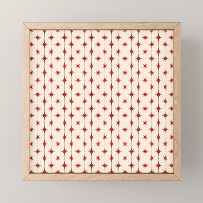 Midcentury Stars and Dots Red and Cream Pattern Mini Art Print Gallery Image 1