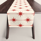 Midcentury Stars and Dots Red and Cream Pattern Table Runner Gallery Image 1