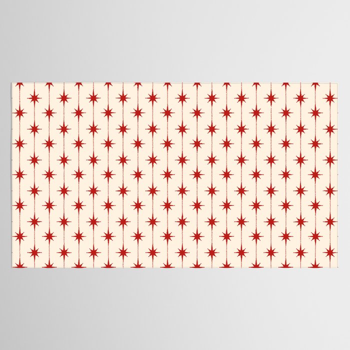 Midcentury Stars and Dots Red and Cream Pattern Tablecloth Gallery Image 2