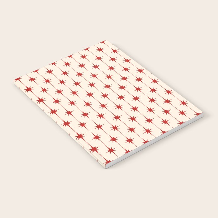 Midcentury Stars and Dots Red and Cream Pattern Notebook Gallery Image 2