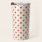 Midcentury Stars and Dots Red and Cream Pattern Travel Mug Gallery Image 3