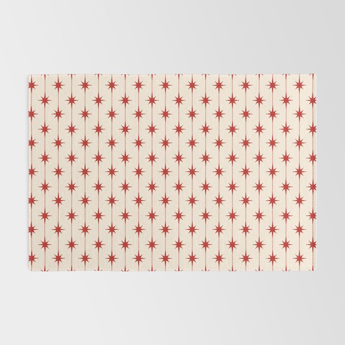 Midcentury Stars and Dots Red and Cream Pattern Rug Gallery Image 2