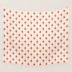 Midcentury Stars and Dots Red and Cream Pattern Wall Tapestry Gallery Image 4