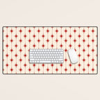 Midcentury Stars and Dots Red and Cream Pattern Desk Mat Gallery Image 1