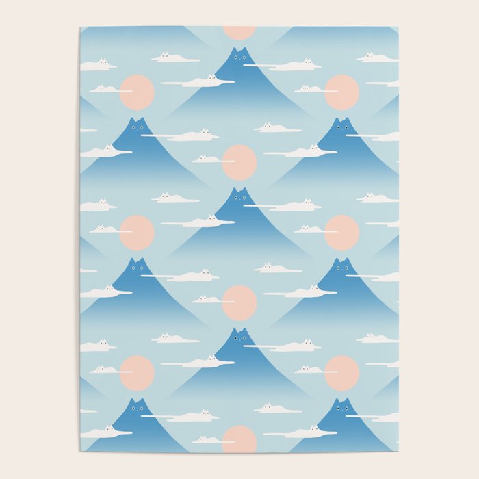 Cat Mountain Cloud pattern 1 Poster Gallery Image 1