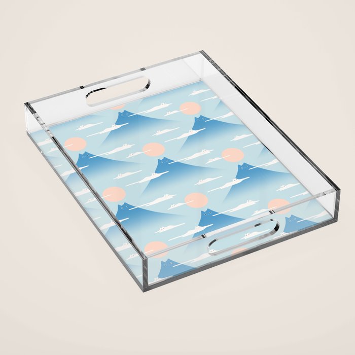 Cat Mountain Cloud pattern 1 Acrylic Tray Gallery Image 1