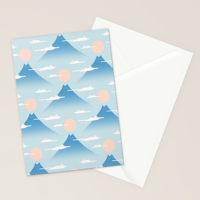 Cat Mountain Cloud pattern 1 Stationery Card Gallery Image 2