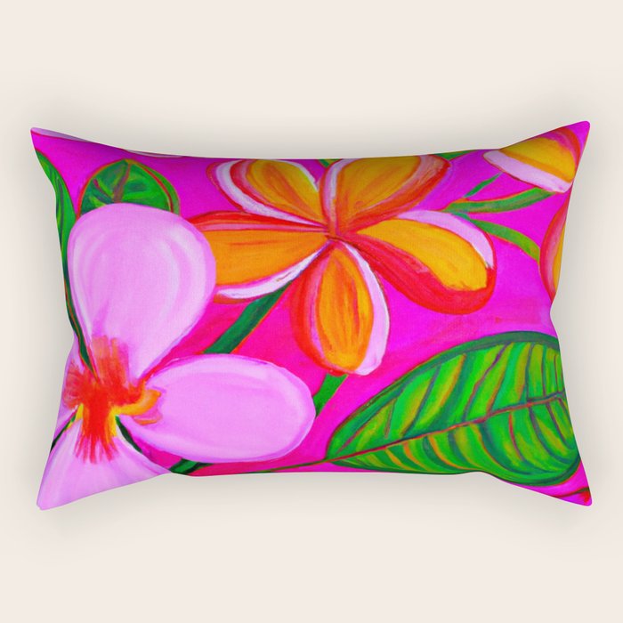 Tropical Plumeria and flora  Rectangular Pillow Gallery Image 1