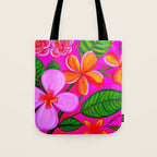 Tropical Plumeria and flora  Tote Bag Gallery Image 1