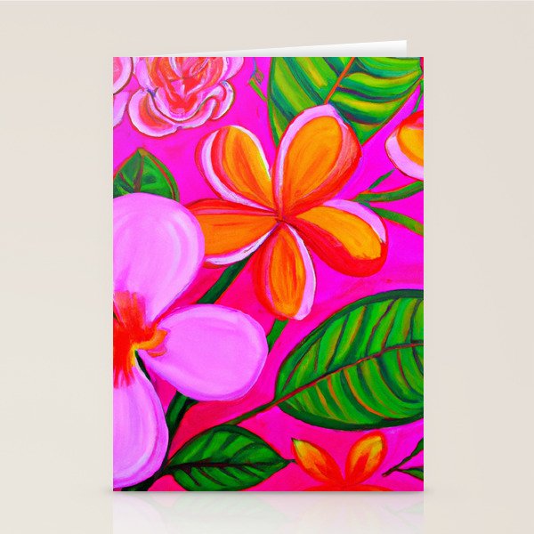 Tropical Plumeria and flora  Stationery Card Gallery Image 1