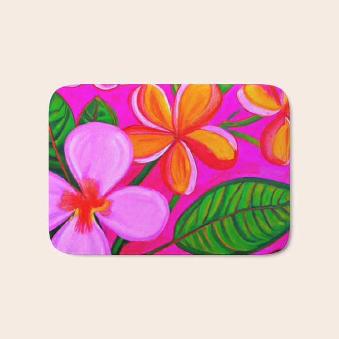 Tropical Plumeria and flora  Bath Mat Gallery Image 1