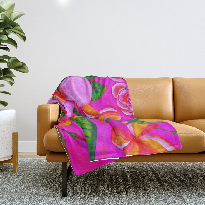 Tropical Plumeria and flora  Throw Blanket Gallery Image 1