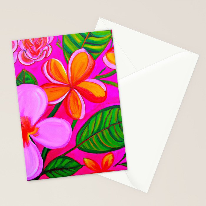 Tropical Plumeria and flora  Stationery Card Gallery Image 2