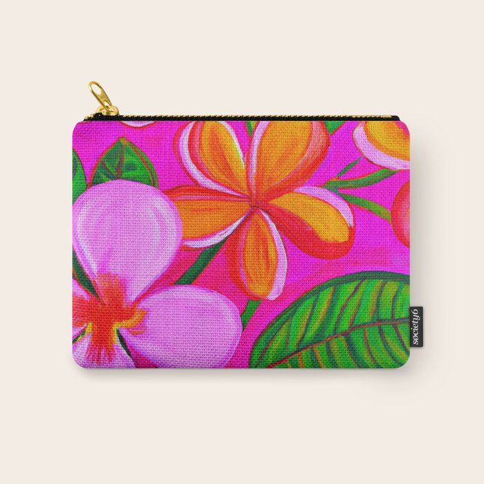 Tropical Plumeria and flora  Carry All Pouch Gallery Image 1
