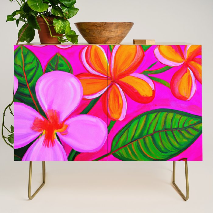 Tropical Plumeria and flora  Credenza Gallery Image 1