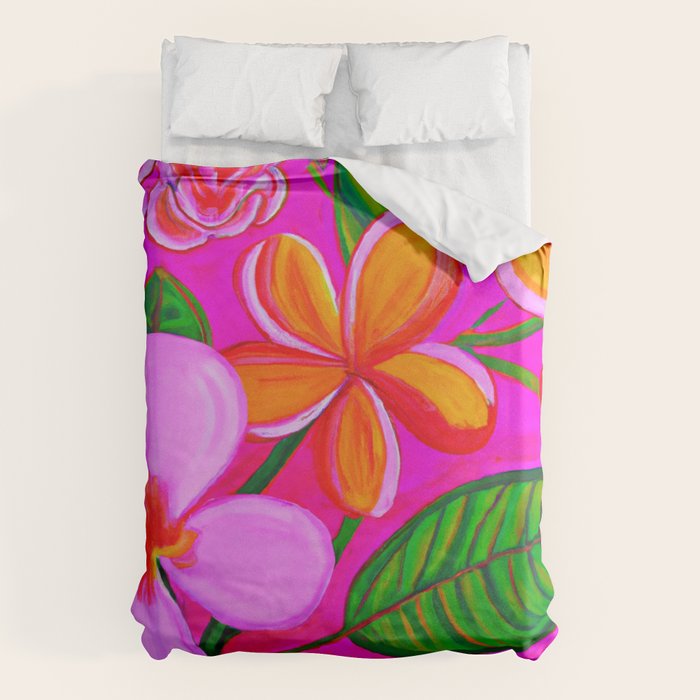 Tropical Plumeria and flora  Duvet Cover Gallery Image 6