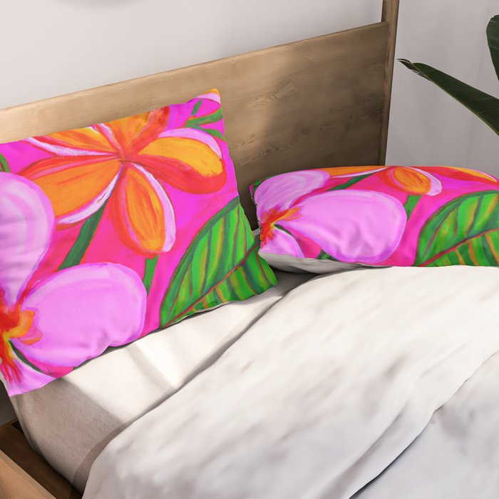 Tropical Plumeria and flora  Pillow Sham Gallery Image 2