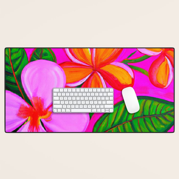 Tropical Plumeria and flora  Desk Mat Gallery Image 1