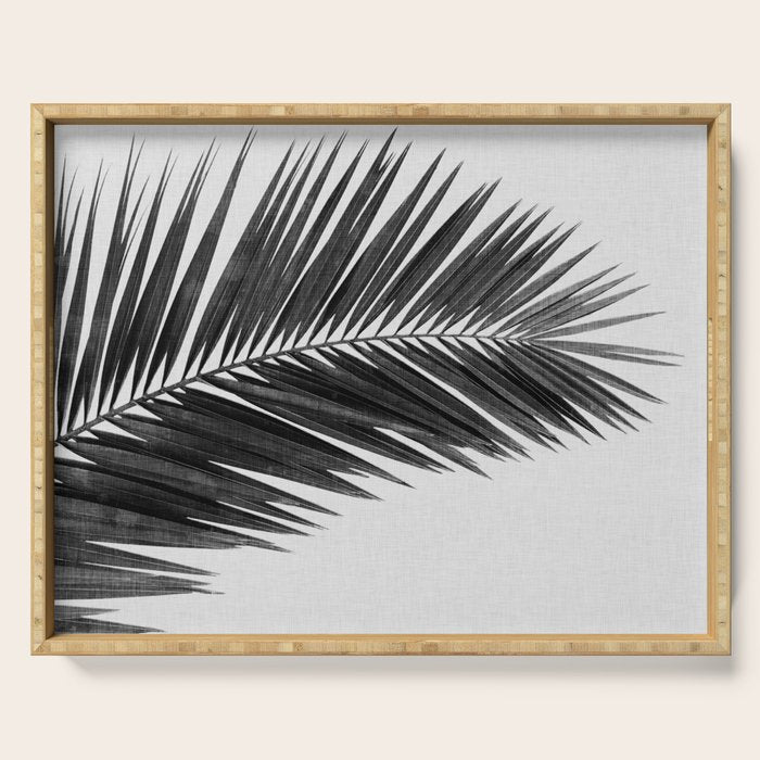 Palm Leaf Black & White I Serving Tray Gallery Image 1