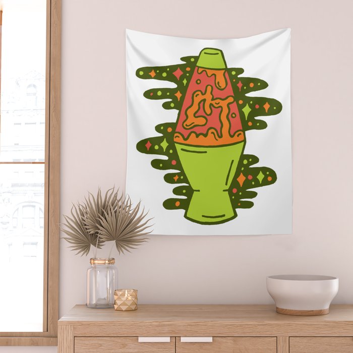 Lit Lava Lamp in Orange Wall Tapestry Gallery Image 2