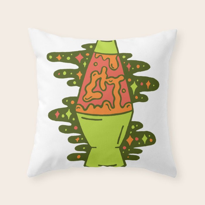 Lit Lava Lamp in Orange Throw Pillow Gallery Image 1