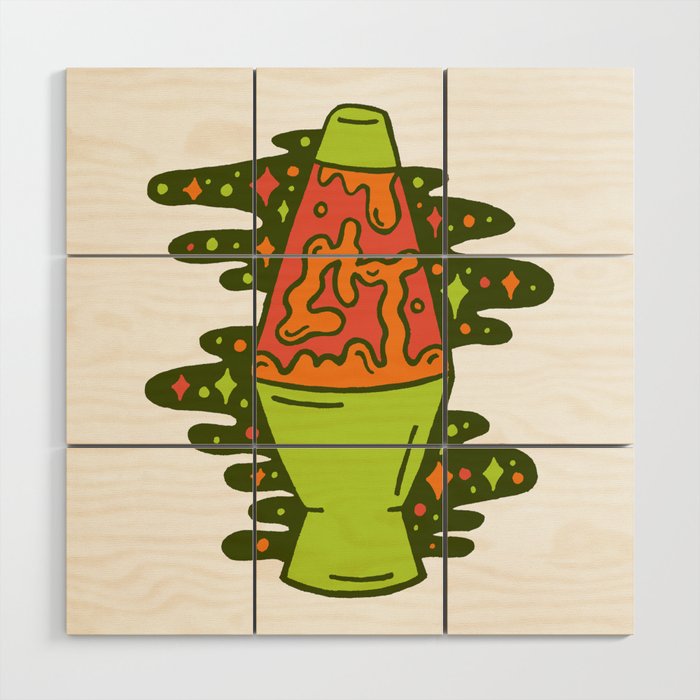 Lit Lava Lamp in Orange Wood Wall Art Gallery Image 1