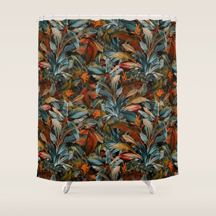 Tropical Night Garden Multicolor Shower Curtain Gallery Image 1