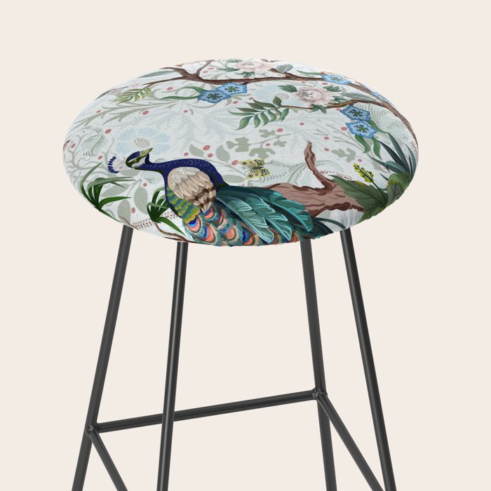 Chinoiserie Aqua Peacock Floral & William Morris Art Stool Gallery Image 2
