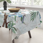 Chinoiserie Aqua Peacock Floral & William Morris Art Tablecloth Gallery Image 3