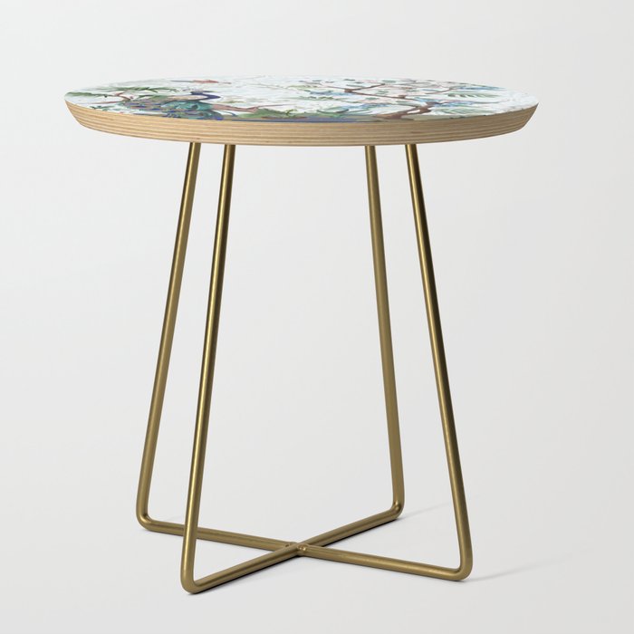 Chinoiserie Aqua Peacock Floral & William Morris Art Side Table Gallery Image 1