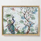 Chinoiserie Aqua Peacock Floral & William Morris Art Serving Tray Gallery Image 1