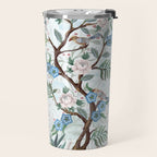 Chinoiserie Aqua Peacock Floral & William Morris Art Travel Mug Gallery Image 2