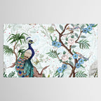 Chinoiserie Aqua Peacock Floral & William Morris Art Tablecloth Gallery Image 2