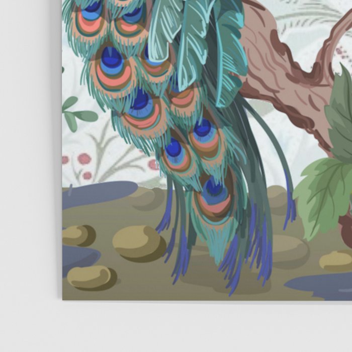 Chinoiserie Aqua Peacock Floral & William Morris Art Poster Gallery Image 3