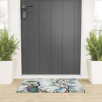 Chinoiserie Aqua Peacock Floral & William Morris Art Welcome Mat Gallery Image 3
