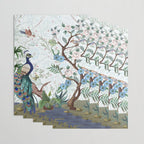 Chinoiserie Aqua Peacock Floral & William Morris Art Wrapping Paper Gallery Image 3