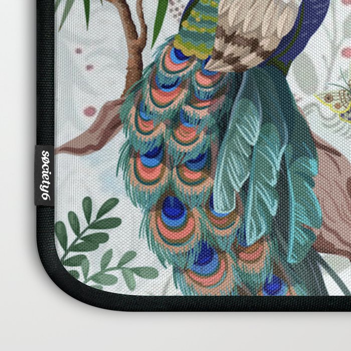 Chinoiserie Aqua Peacock Floral & William Morris Art Laptop Sleeve Gallery Image 3