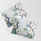 Chinoiserie Aqua Peacock Floral & William Morris Art Pillow Sham Gallery Image 3