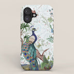 Chinoiserie Aqua Peacock Floral & William Morris Art iPhone Case Gallery Image 1