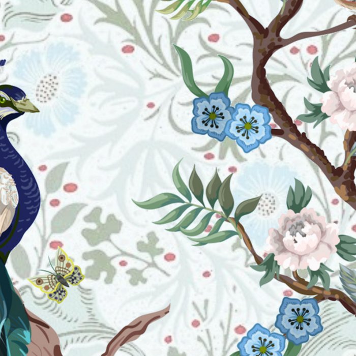 Chinoiserie Aqua Peacock Floral & William Morris Art Coffee Mug Gallery Image 2