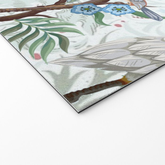 Chinoiserie Aqua Peacock Floral & William Morris Art Welcome Mat Gallery Image 2