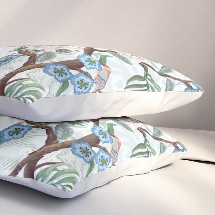 Chinoiserie Aqua Peacock Floral & William Morris Art Pillow Sham Gallery Image 3
