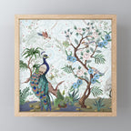 Chinoiserie Aqua Peacock Floral & William Morris Art Mini Art Print Gallery Image 1