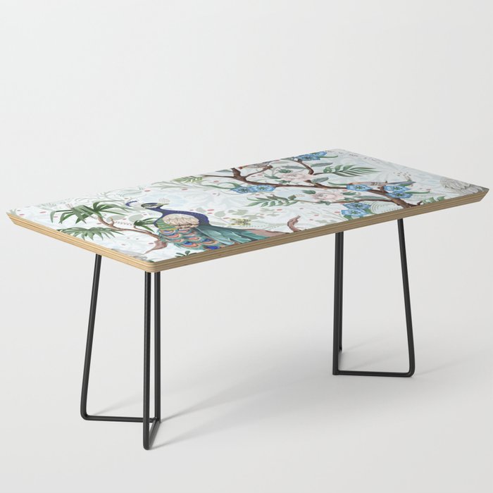 Chinoiserie Aqua Peacock Floral & William Morris Art Coffee Table Gallery Image 1