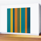 Vertical Stripe Pattern in Moroccan Teal Blue Orange Green Mustard Wall Mural Gallery Image 2