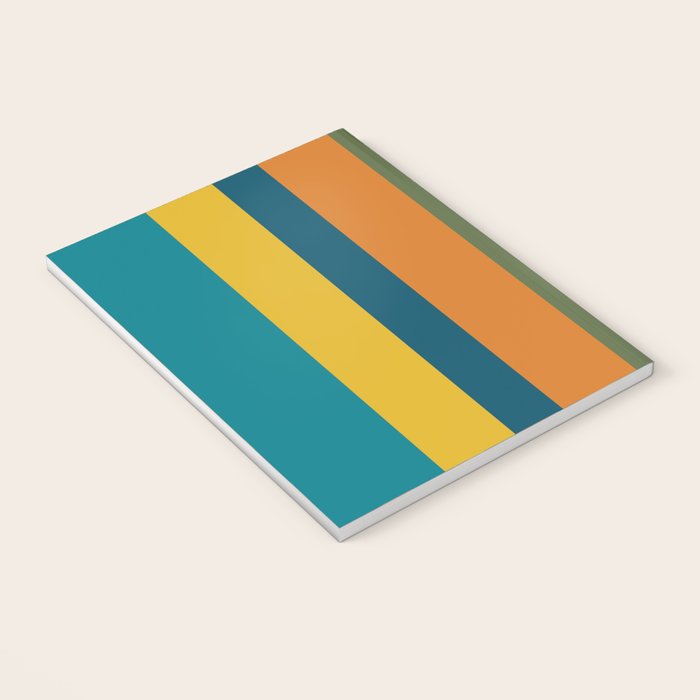 Vertical Stripe Pattern in Moroccan Teal Blue Orange Green Mustard Notebook Gallery Image 3