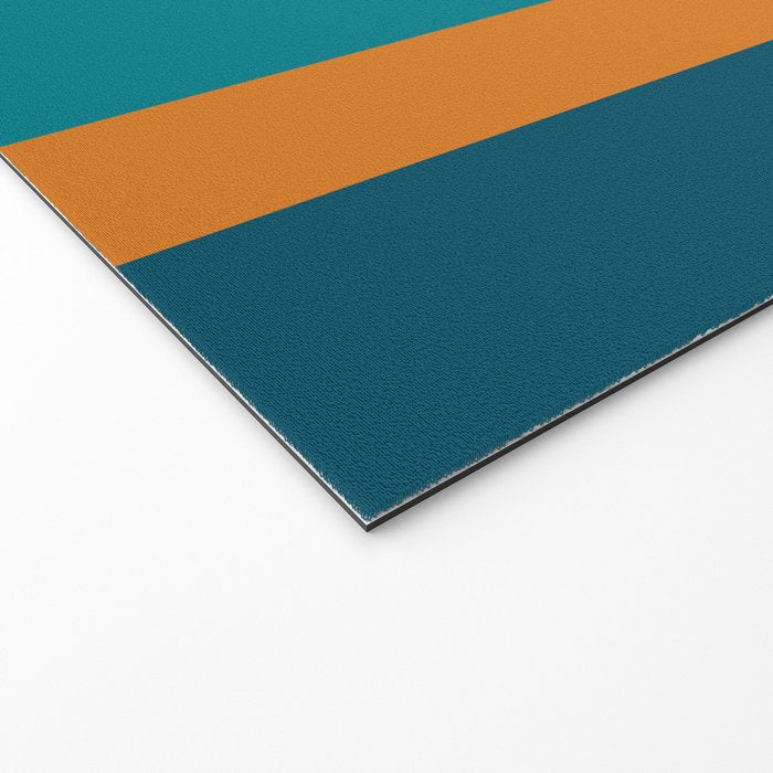 Vertical Stripe Pattern in Moroccan Teal Blue Orange Green Mustard Welcome Mat Gallery Image 2
