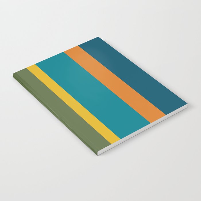 Vertical Stripe Pattern in Moroccan Teal Blue Orange Green Mustard Notebook Gallery Image 2